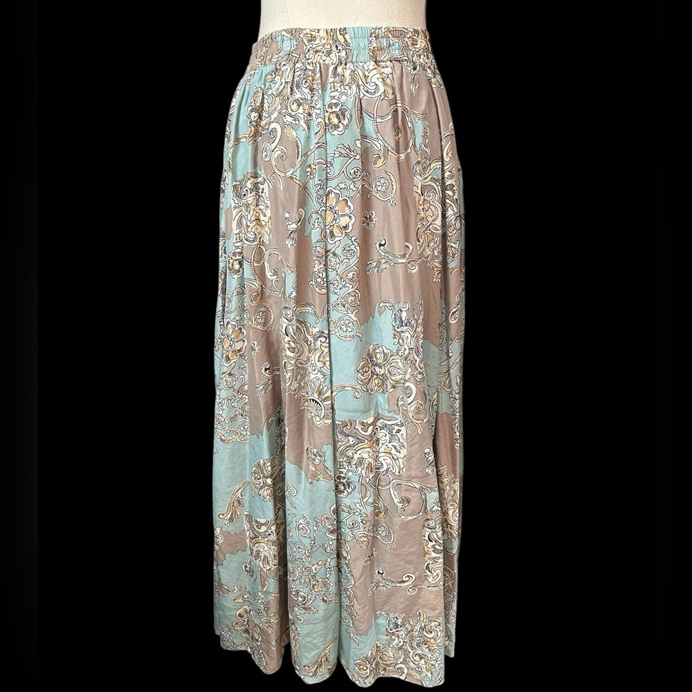 100% Silk 1990s Jennifer Reed Concept Cottagecore Coquette Rococo Print Skirt - Picture 3 of 5
